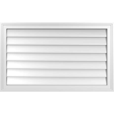 Ekena Millwork Vertical Surface Mount PVC Gable Vnt: Non-Functional, w/2"W x 1-1/2"H, Brickmould Frame, 36"W x 22"H GVPVE36X2202SN